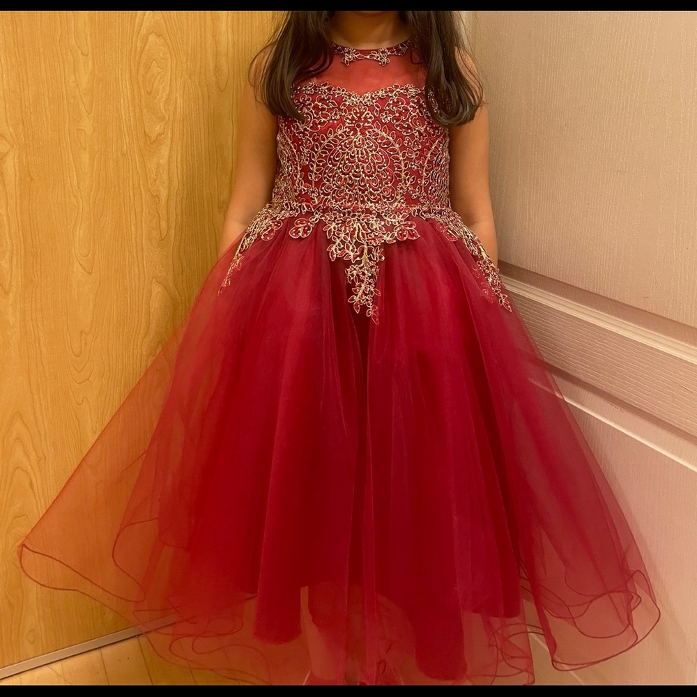 Big girl burgundy - gold party dress, used once
